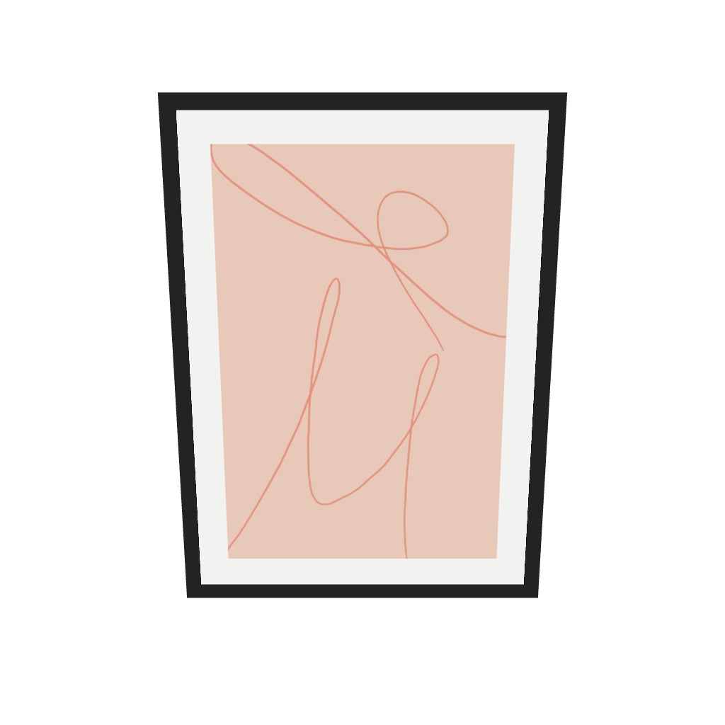 [ah-ar-v1:a9c3b0f4c5136fee4a19d7f1] Blush Line Art Print — 50 x 70 cm, black frame (AR scale)