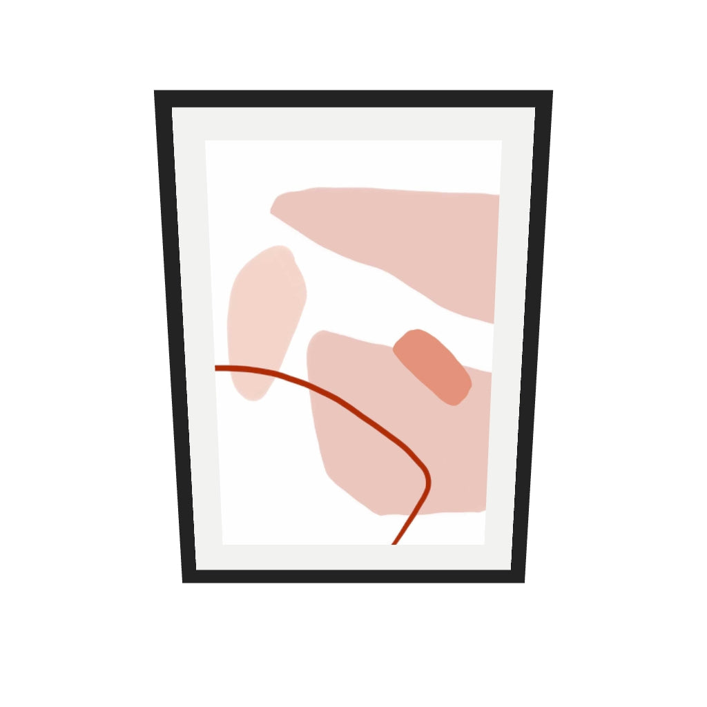 [ah-ar-v1:5d87c7edc927941e21a178a3] Modern Blush Strokes Art Print — 50 x 70 cm, black frame (AR scale)