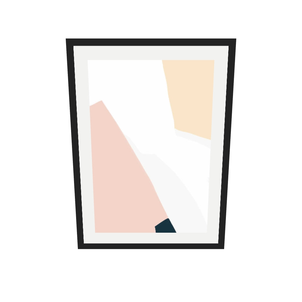 [ah-ar-v1:c04d002ab1a425a7fc3e4ab4] Geometric Peach Shapes Art Print — 50 x 70 cm, black frame (AR scale)