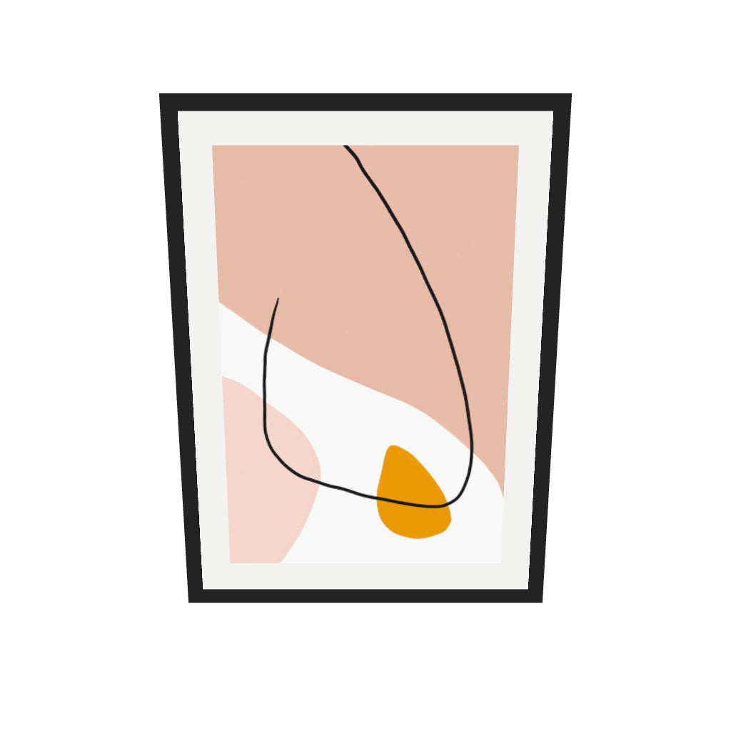 [ah-ar-v1:80e9bf345930d0a59bc066c7] Peach Abstract Blooms Art Print — 50 x 70 cm, black frame (AR scale)