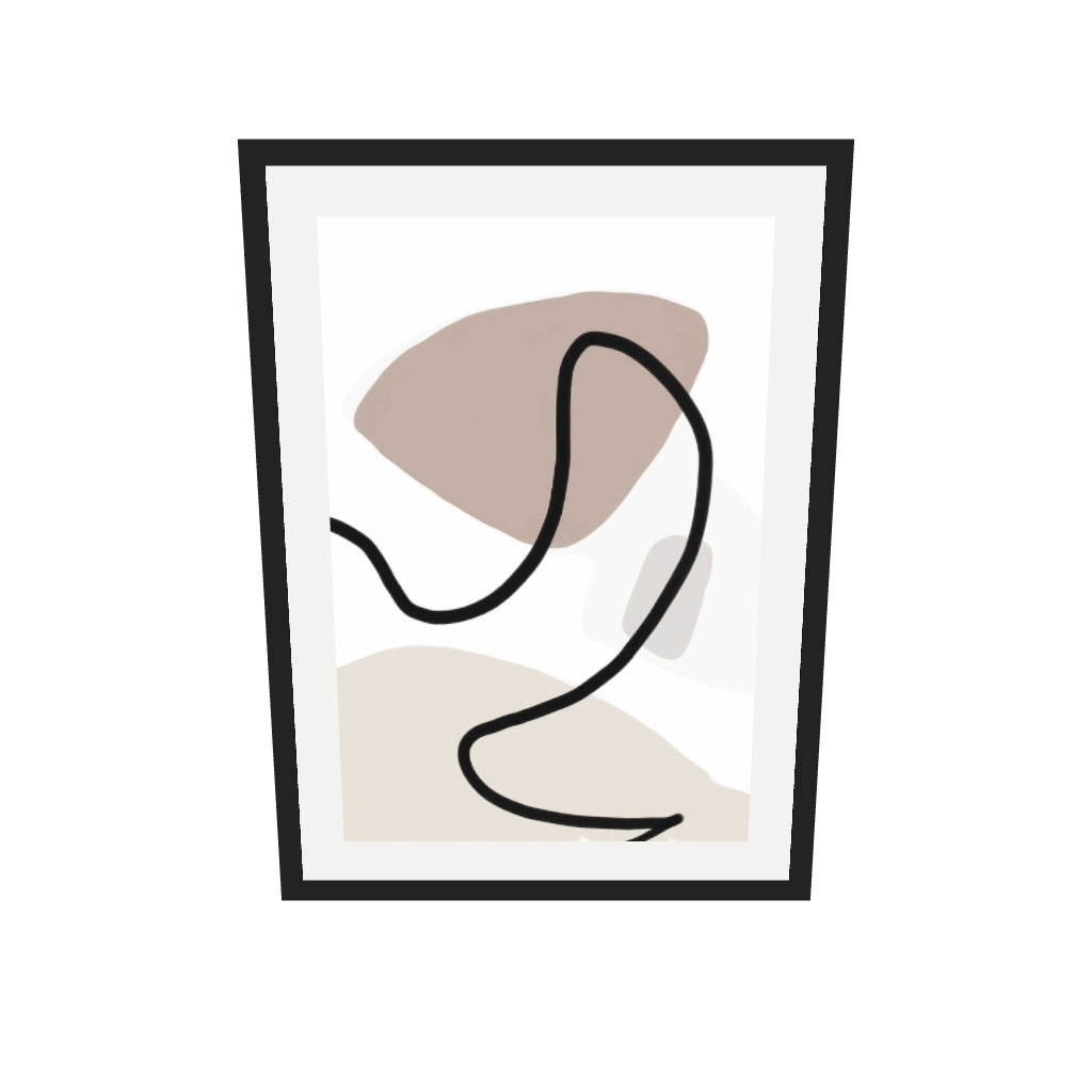 [ah-ar-v1:7b719d0ad057083f4af452b8] Neutral Abstract Lines Art Print — 50 x 70 cm, black frame (AR scale)