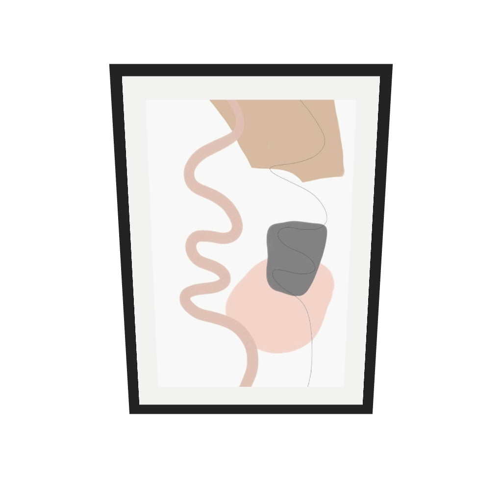 [ah-ar-v1:07daa867252b2f4a7797d84e] Scandi Shapes On Grey Art Print — 50 x 70 cm, black frame (AR scale)