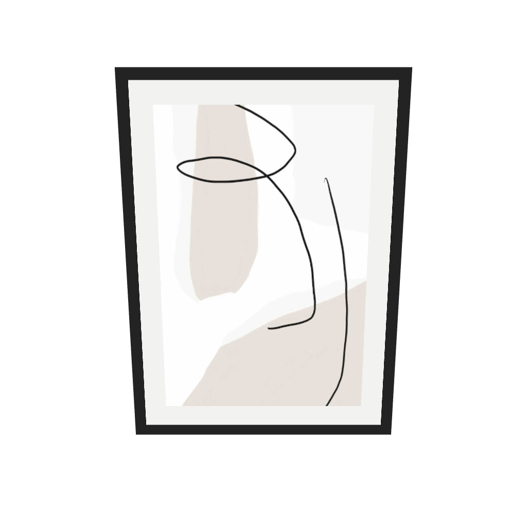 [ah-ar-v1:041b77a445aca08db6db0f3e] Contemporary Face Line Art Print — 50 x 70 cm, black frame (AR scale)