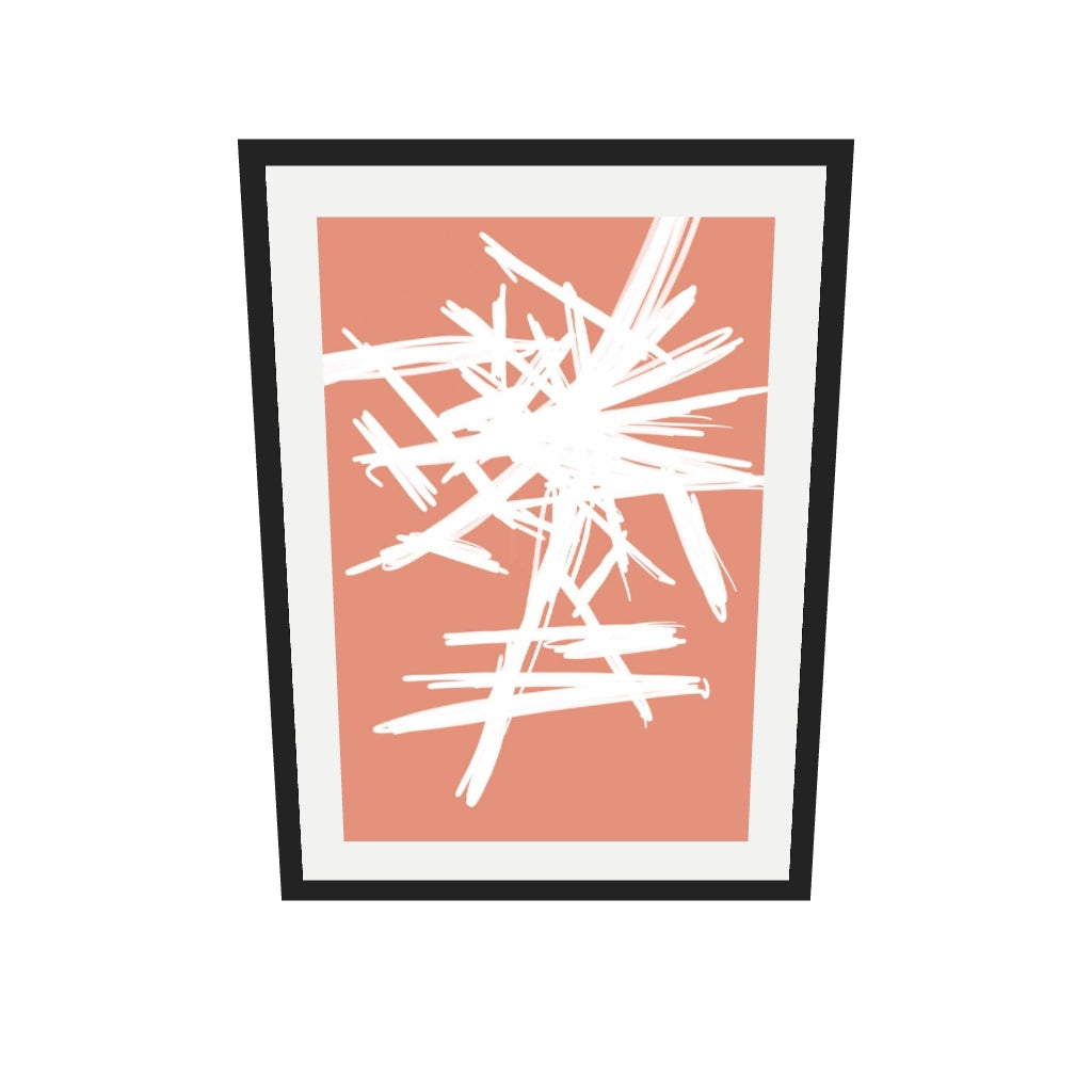 [ah-ar-v1:bb7dbbcd0f39b5ca2c935efb] White And Orange Sketch Art Print — 50 x 70 cm, black frame (AR scale)