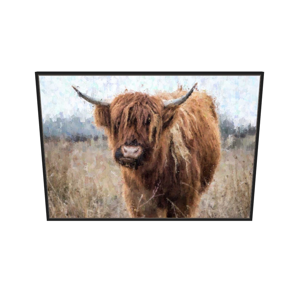 [ah-ar-v1:061bbe143dedea7c802d5a72] Highland Cow Portrait Print On Canvas — 70 x 100 cm, black frame (AR scale)