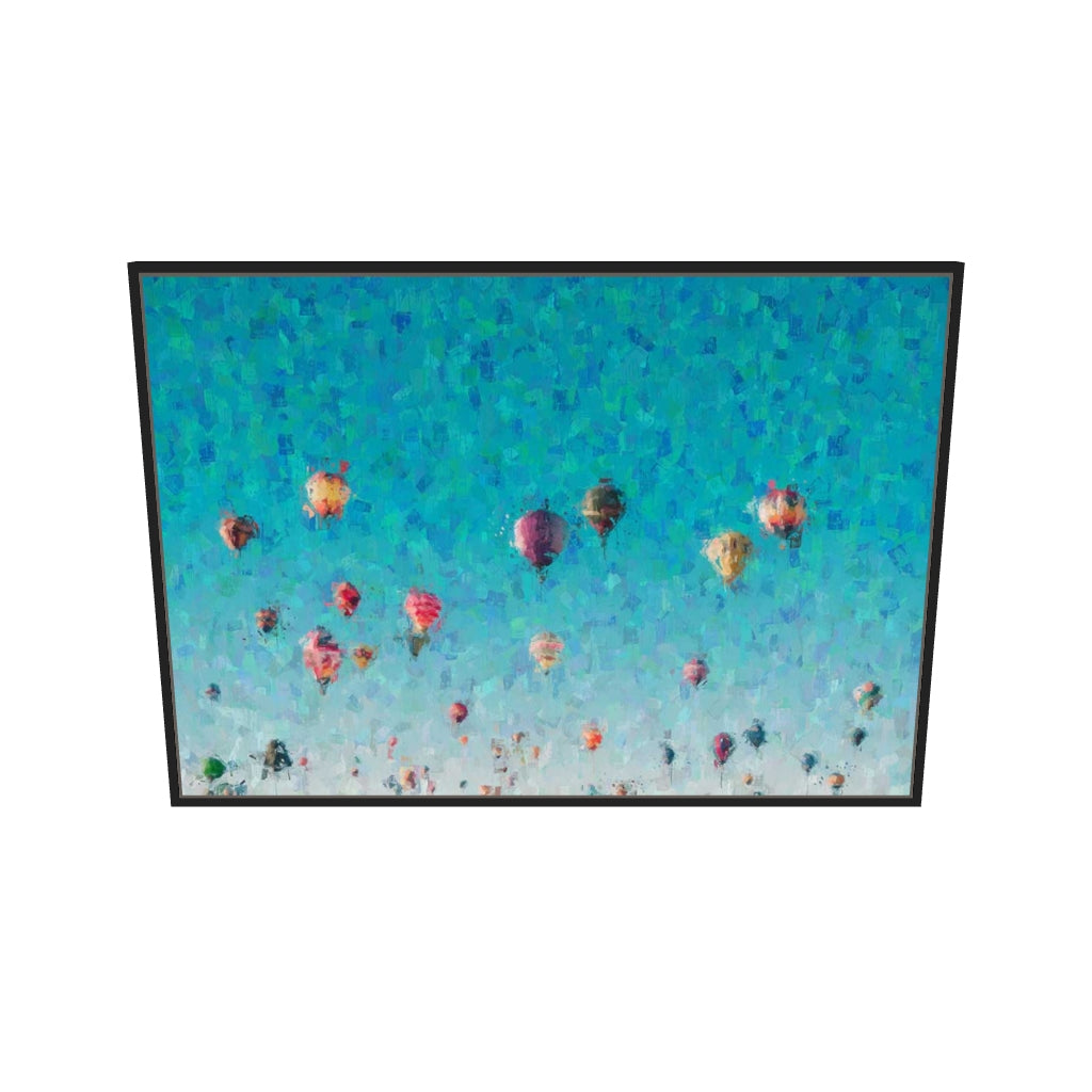 [ah-ar-v1:0de881e91fb75f28adf93e44] Hot Air Balloons Canvas Art — 70 x 100 cm, black frame (AR scale)