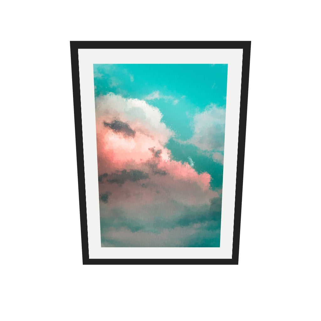 [ah-ar-v1:861060e5bf7226f329011159] Pink And Teal Sky Art Print — 50 x 70 cm, black frame (AR scale)
