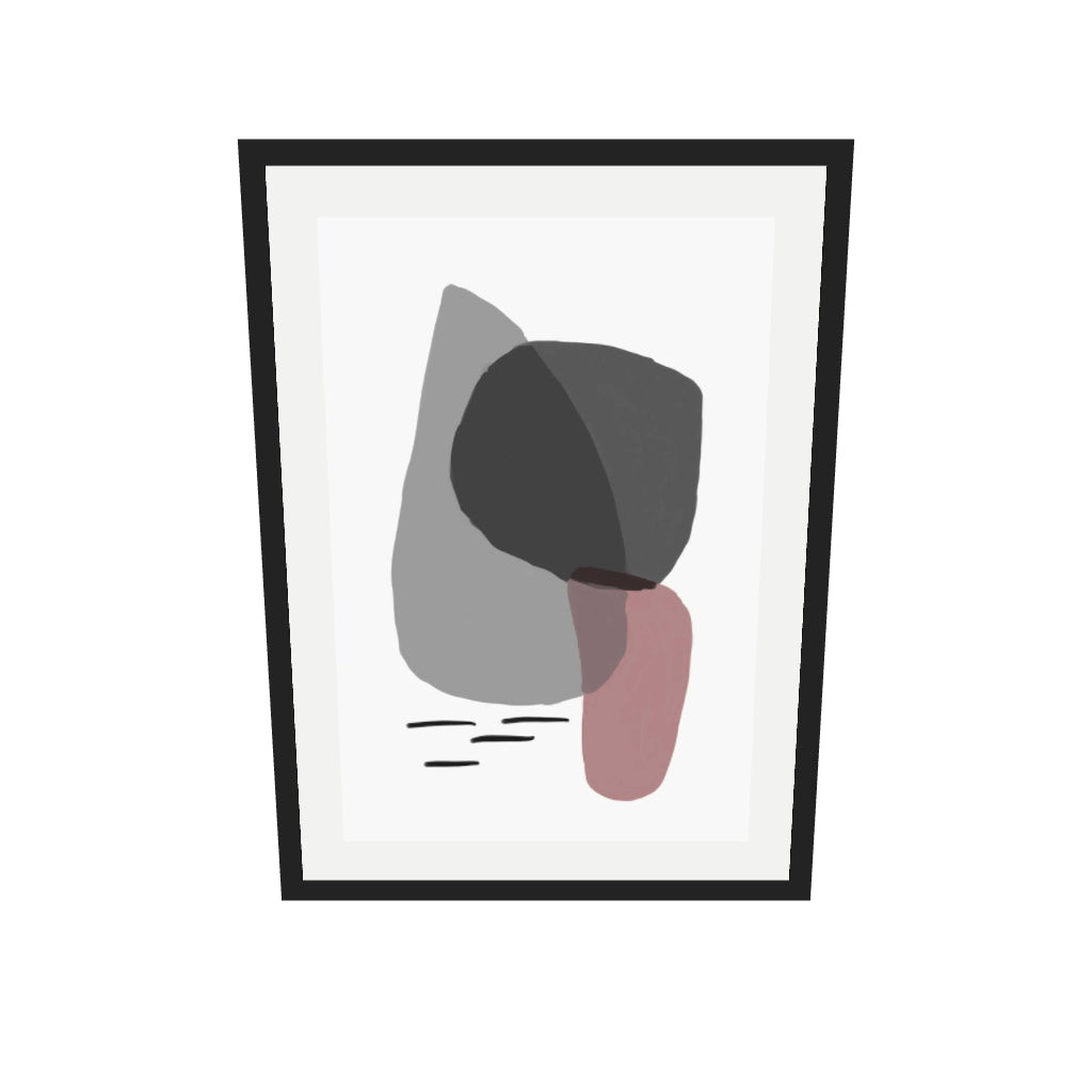 [ah-ar-v1:a20ed1130633cedbe5c43991] Minimal Abstract Shapes 2 Art Print — 50 x 70 cm, black frame (AR scale)