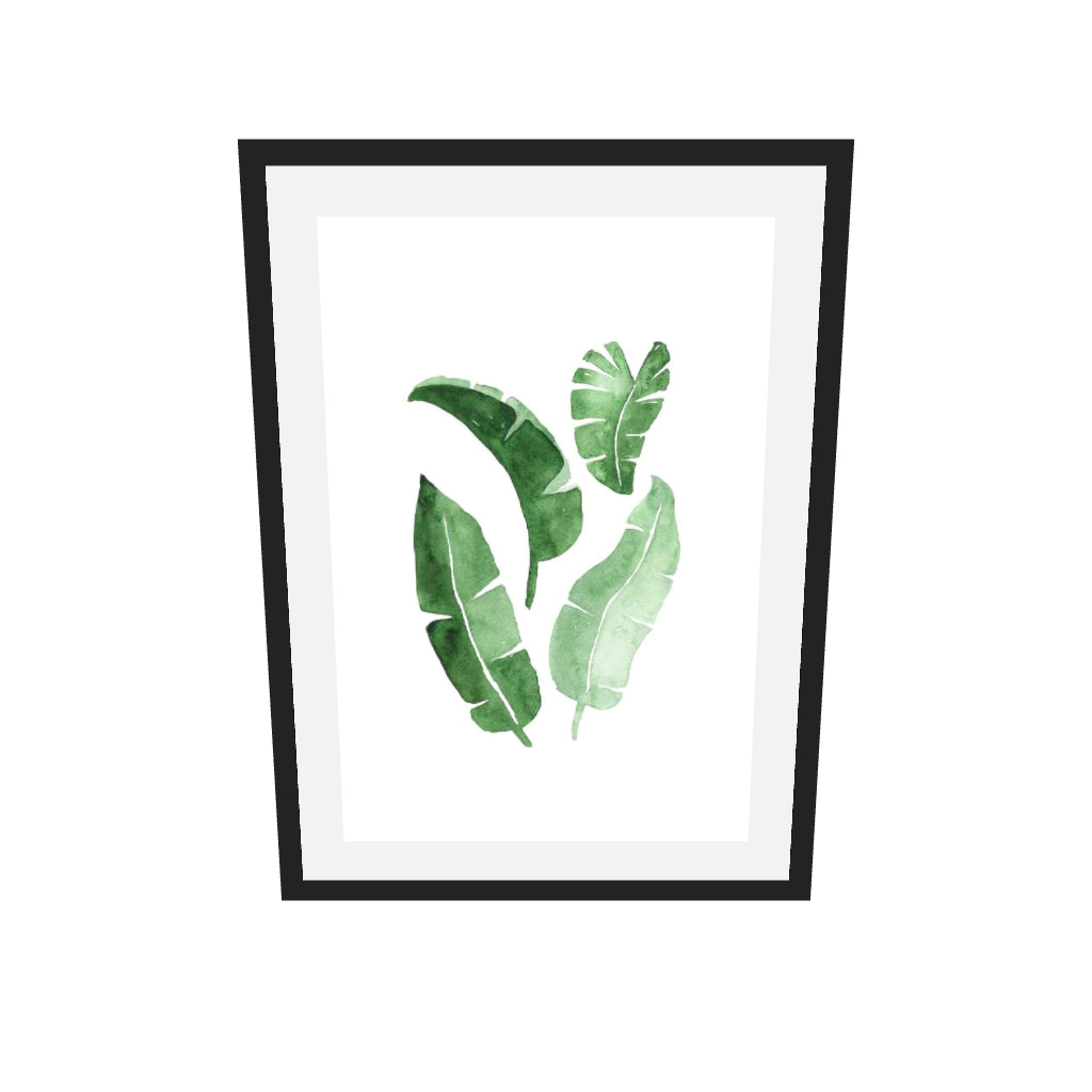 [ah-ar-v1:26d897c219b8fc871ada5b78] Watercolour Leaves Art Print — 50 x 70 cm, black frame (AR scale)