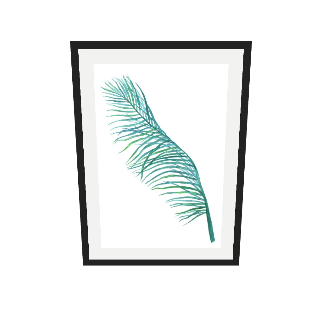 [ah-ar-v1:34742b08f0dbf1c295dbde43] Botanics Watercolour Leaf Art Print — 50 x 70 cm, black frame (AR scale)