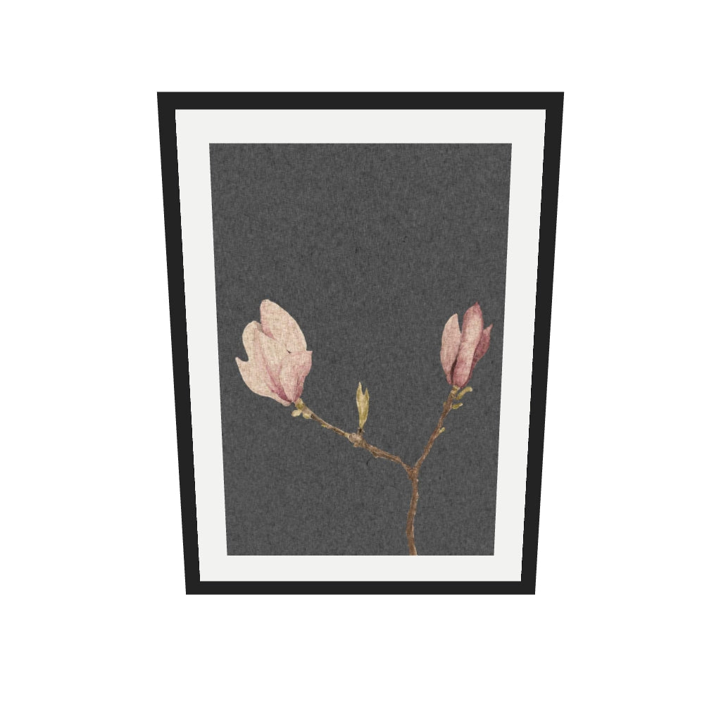 [ah-ar-v1:427f11bc26fa09265265b16e] Grey Vintage Rose Art Print — 50 x 70 cm, black frame (AR scale)