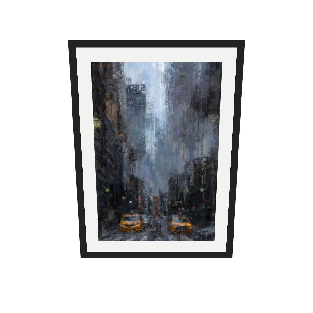 [ah-ar-v1:b8b36837c63fbcf72be146ac] New York City Impressionist Art Print — 50 x 70 cm, black frame (AR scale)