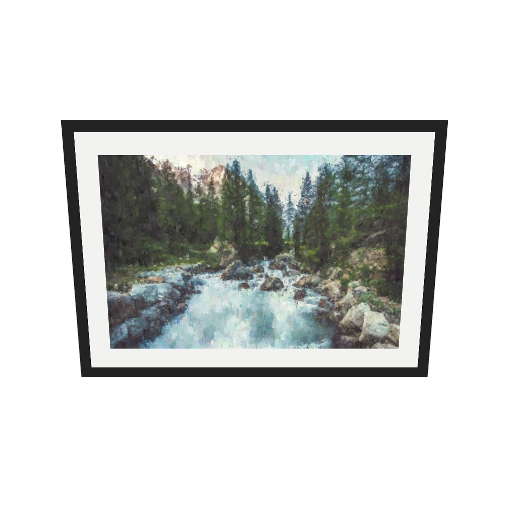 [ah-ar-v1:bdf5a6d460bb84f7b579082e] Waterfall In The Forest Art Print — 50 x 70 cm, black frame (AR scale)