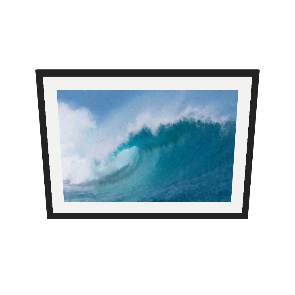 [ah-ar-v1:9e89d97f2d620cb18f3a17ee] Blue Crashing Waves Art Print — 50 x 70 cm, black frame (AR scale)
