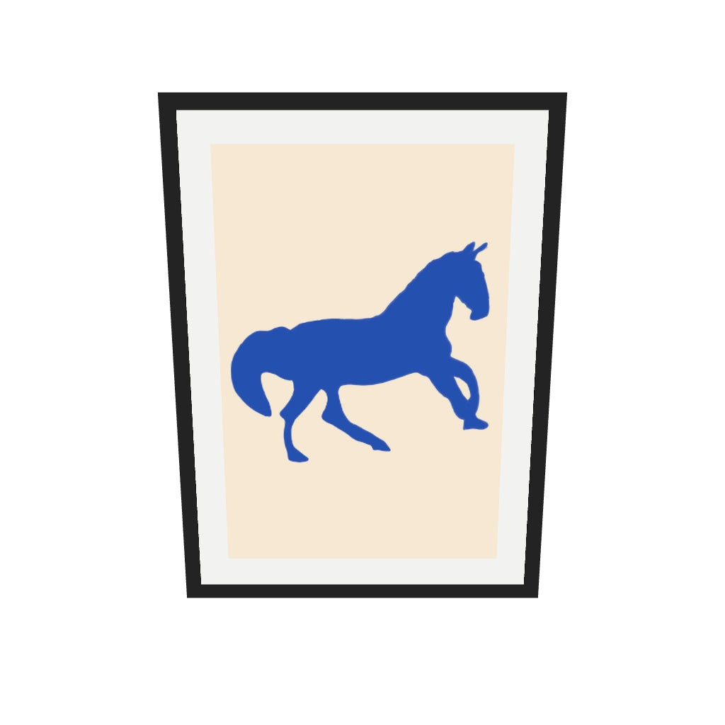 [ah-ar-v1:3eef706cb7a967b0e0f6627b] Matisse Blue Horse Art Print — 50 x 70 cm, black frame (AR scale)
