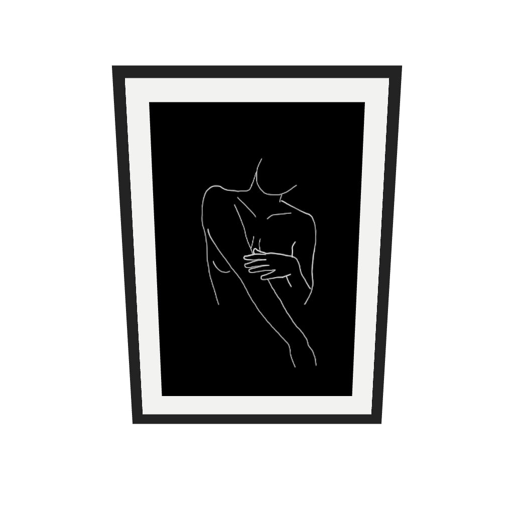 [ah-ar-v1:a5c62cf86717889027232f46] Black On White Female Line Drawing Art Print — 50 x 70 cm, black frame (AR scale)