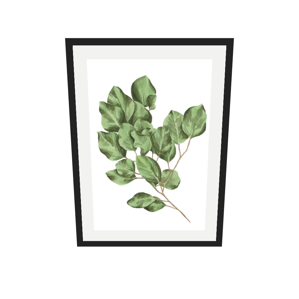 [ah-ar-v1:6f48b3d5ad6d1f84984e4d44] Vibrant Green Leaves Art Print — 50 x 70 cm, black frame (AR scale)
