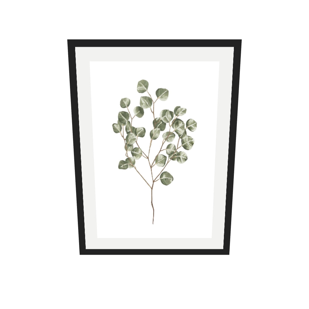 [ah-ar-v1:ed6002ac66cbc4473083a890] Pale Green Leaves Art Print — 50 x 70 cm, black frame (AR scale)