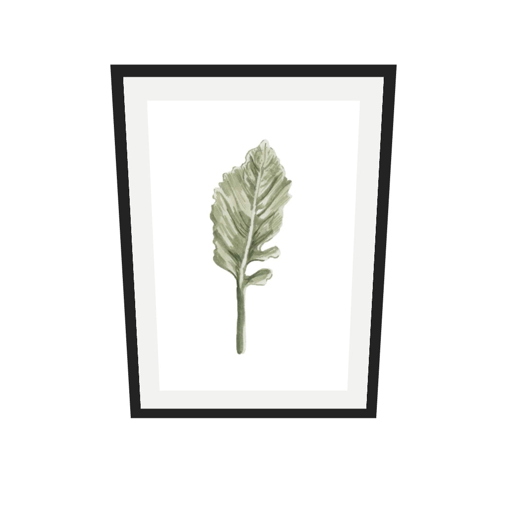[ah-ar-v1:ee633d7d410b5300f10ac3a7] Pale Green Leaf Art Print — 50 x 70 cm, black frame (AR scale)