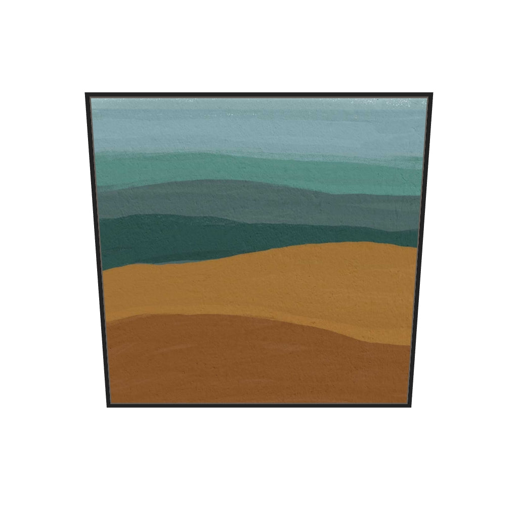 [ah-ar-v1:1b0bc72ce08b41e1c230954b] Coastal Sandy Beach Canvas Art — 100 x 100 cm, black frame (AR scale)