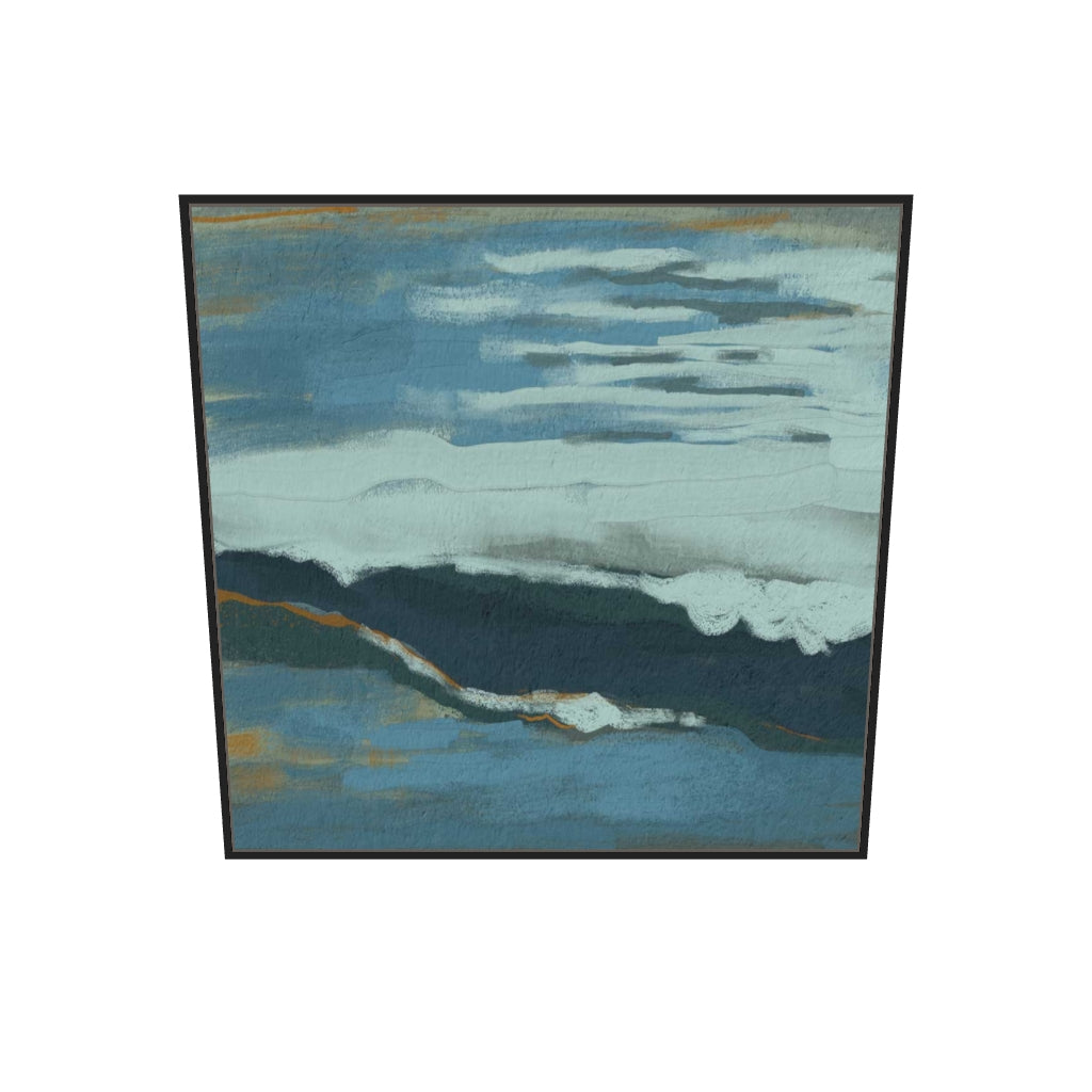 [ah-ar-v1:af7dec6990c6ea6695c2e783] Muted Blue Dusk Canvas Art — 100 x 100 cm, black frame (AR scale)