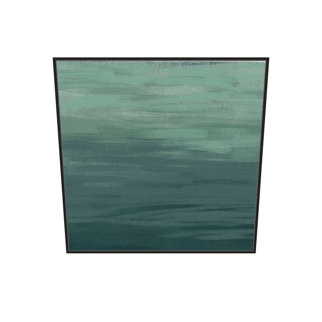 [ah-ar-v1:d5e6311e94d566d5f4589193] Serene Green Abstract Canvas Art — 100 x 100 cm, black frame (AR scale)