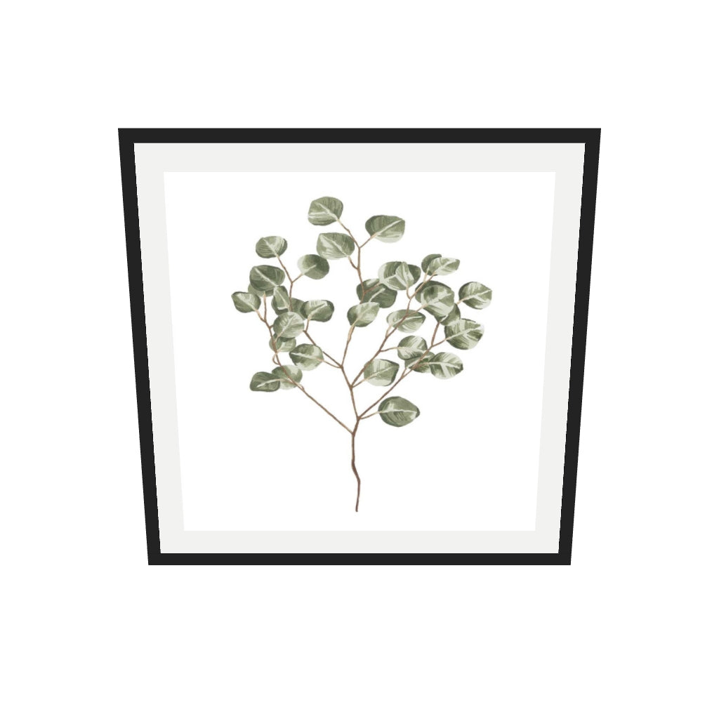 [ah-ar-v1:646458b2b076222a4d10cbf2] Botanical Branch Square Art Print — 70 x 70 cm, black frame (AR scale)