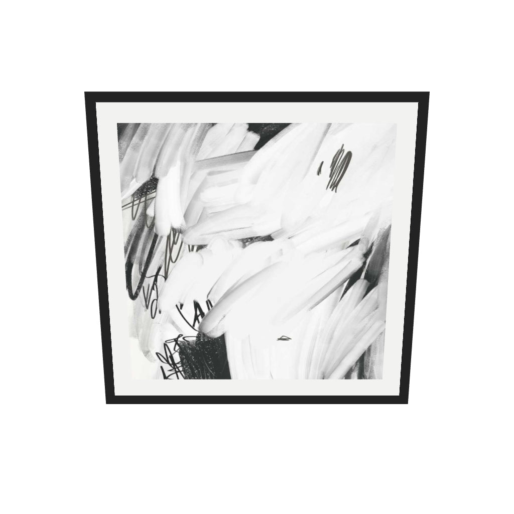 [ah-ar-v1:dd46fc006805bd6242a7a4af] Abstract Brushed Square Art Print — 70 x 70 cm, black frame (AR scale)