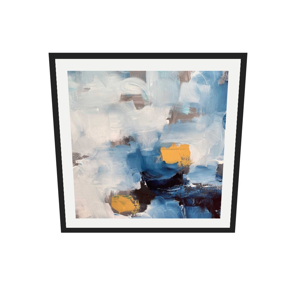 [ah-ar-v1:2285533a616286a8cc0527c6] Abstract Blue Ocean Art Print — 70 x 70 cm, black frame (AR scale)