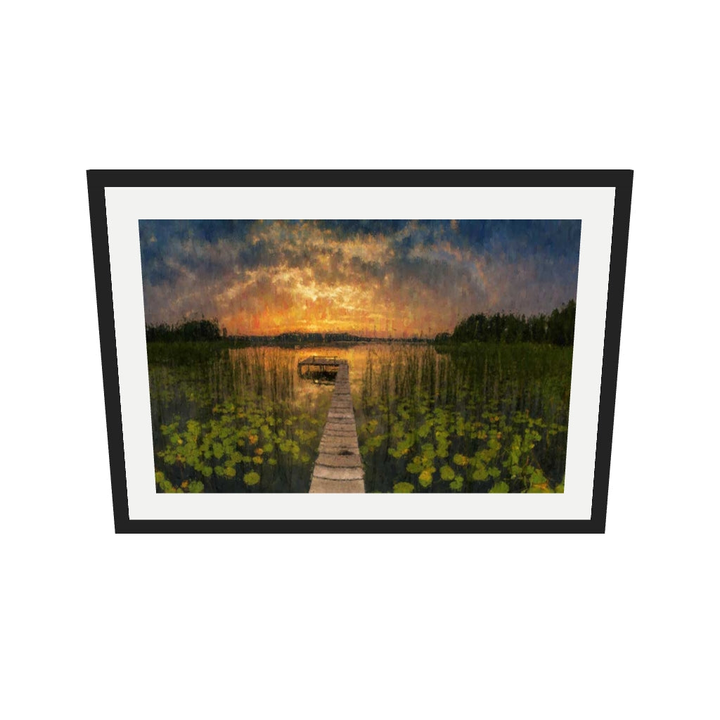 [ah-ar-v1:9a0753b5839e06544c3fed07] Impressionist Sunset Everglades Art Print — 50 x 70 cm, black frame (AR scale)