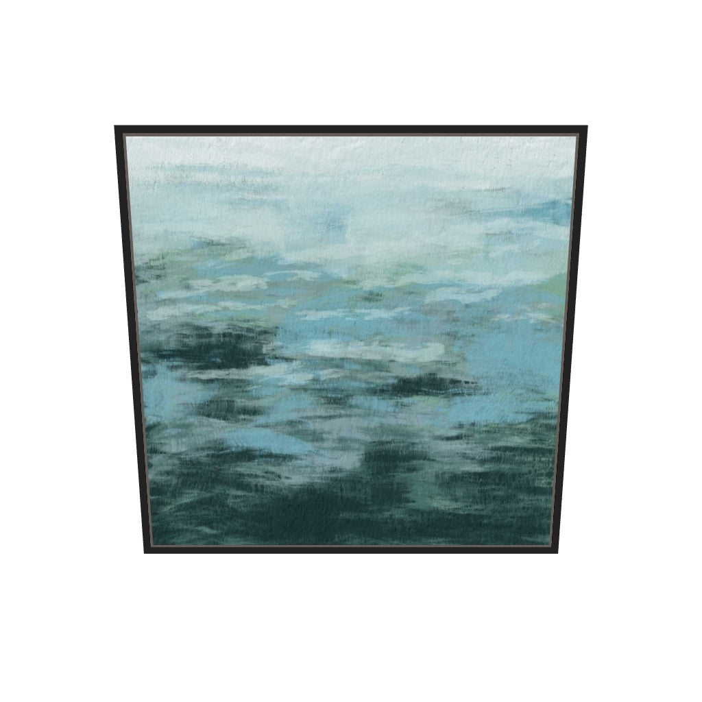 [ah-ar-v1:c3f8a38915d16eec8229a117] Teal Brush Strokes Abstract Canvas Art — 70 x 70 cm, black frame (AR scale)