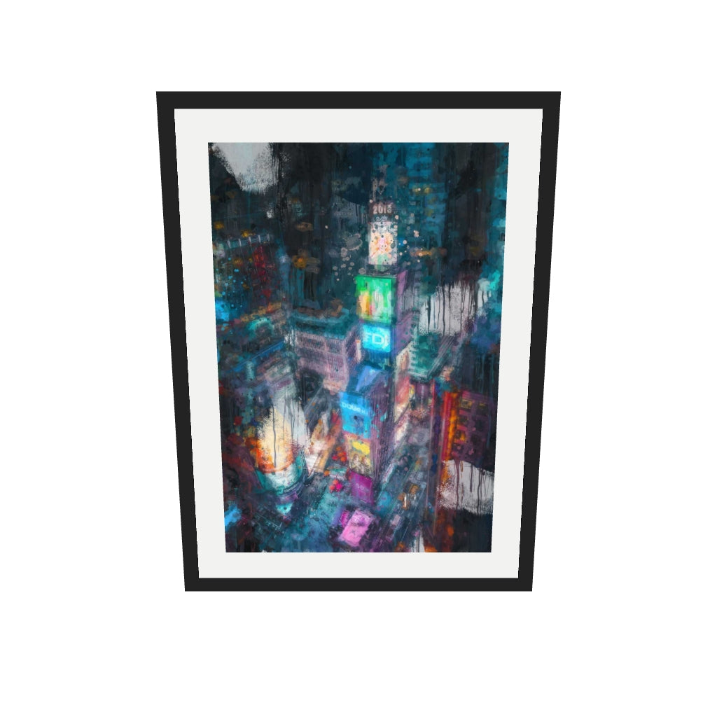 [ah-ar-v1:0f2548d76770ec495fdac2a6] Times Square Impressionist Art Print — 50 x 70 cm, black frame (AR scale)