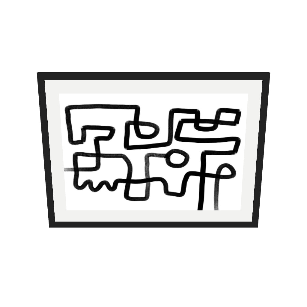 [ah-ar-v1:0b5039da7a66a3bb45bb324c] The Maze Abstract Art Print — 50 x 70 cm, black frame (AR scale)