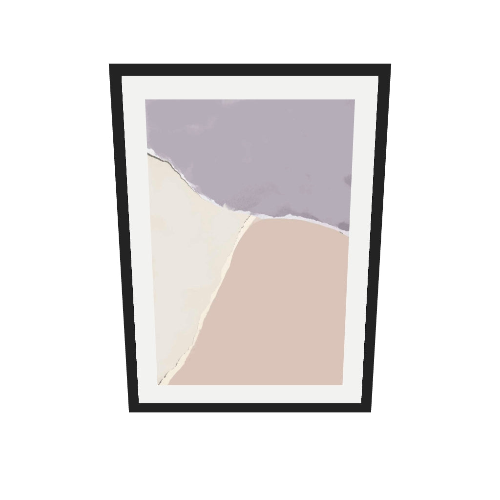[ah-ar-v1:d4c4678c12f3bda319589ba7] Lavender and Neutral Abstract Shapes Art Print — 50 x 70 cm, black frame (AR scale)