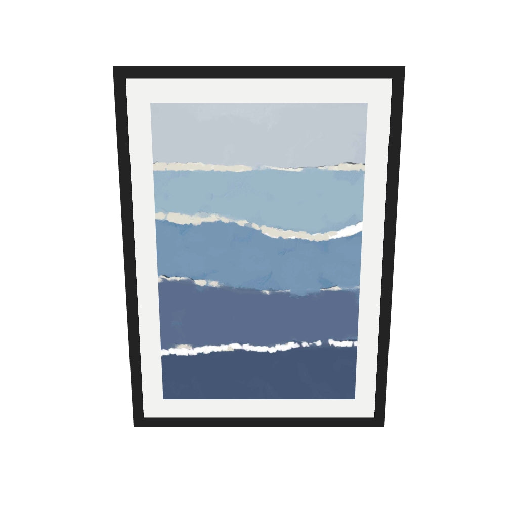 [ah-ar-v1:f0147b93eb30d2466290b07e] Blue Gradient Abstract Shapes Art Print — 50 x 70 cm, black frame (AR scale)