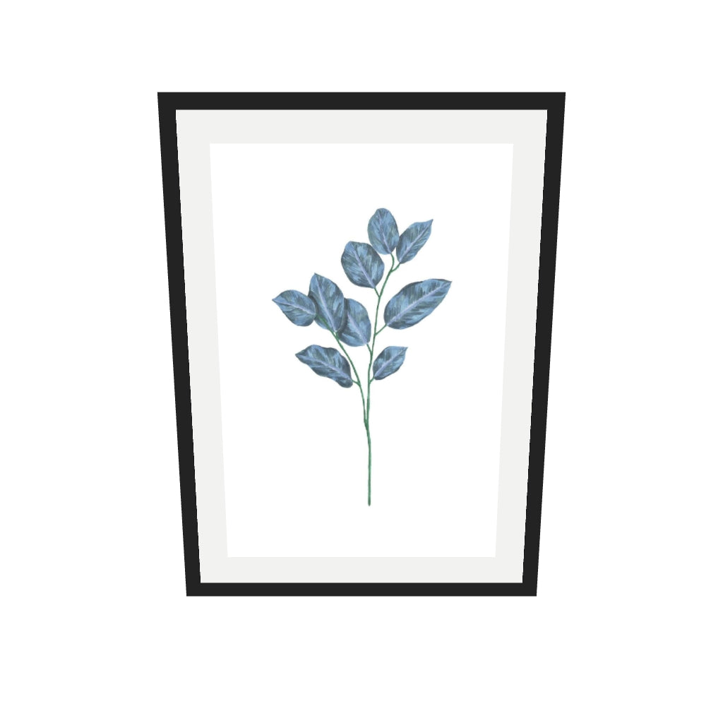 [ah-ar-v1:4576006bd185007889028d56] Blue Botanical Stem Art Print — 50 x 70 cm, black frame (AR scale)
