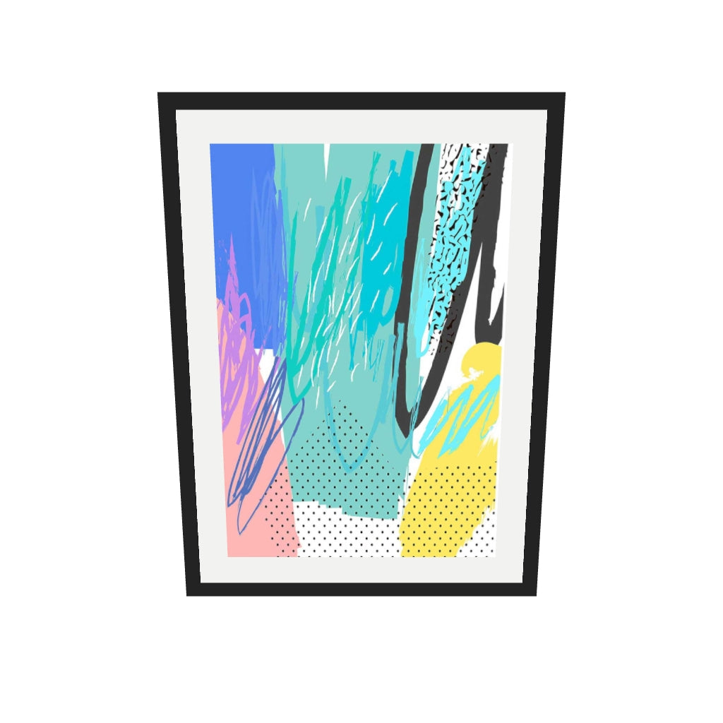 [ah-ar-v1:e5a8a6242a98cf4af2821505] Modern Abstract Colour Pop — 50 x 70 cm, black frame (AR scale)