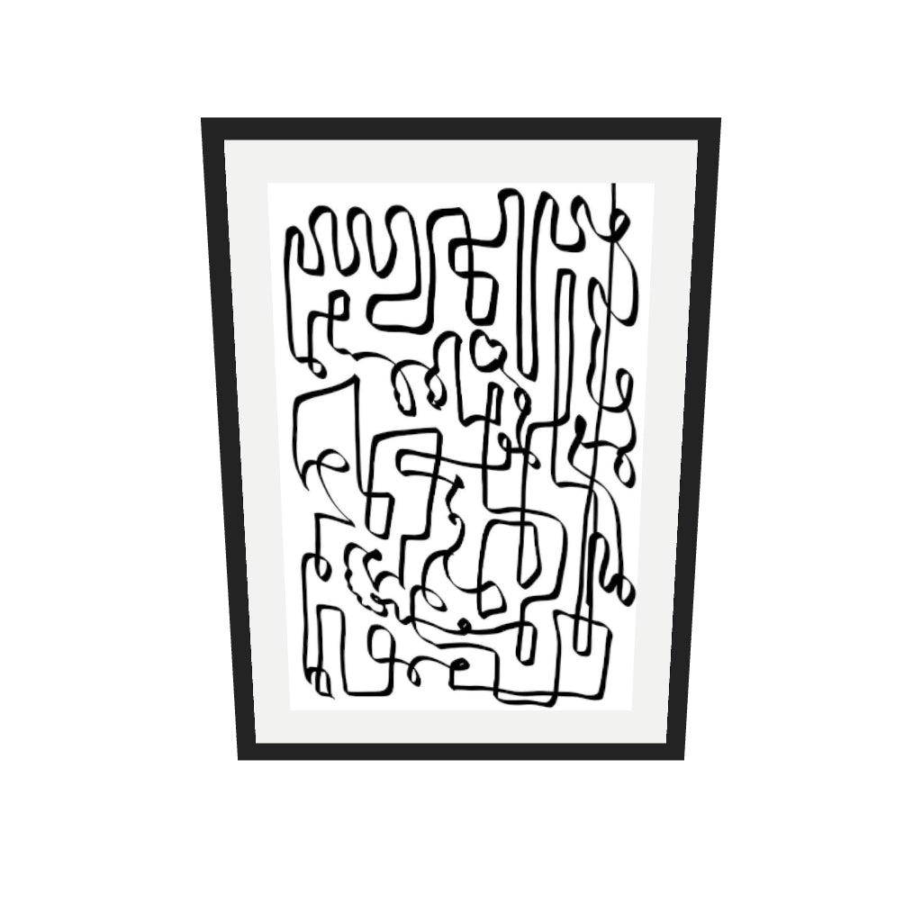 [ah-ar-v1:a5547f6d556dfaca6588c3ff] Into the Maze Abstract Art Print — 50 x 70 cm, black frame (AR scale)