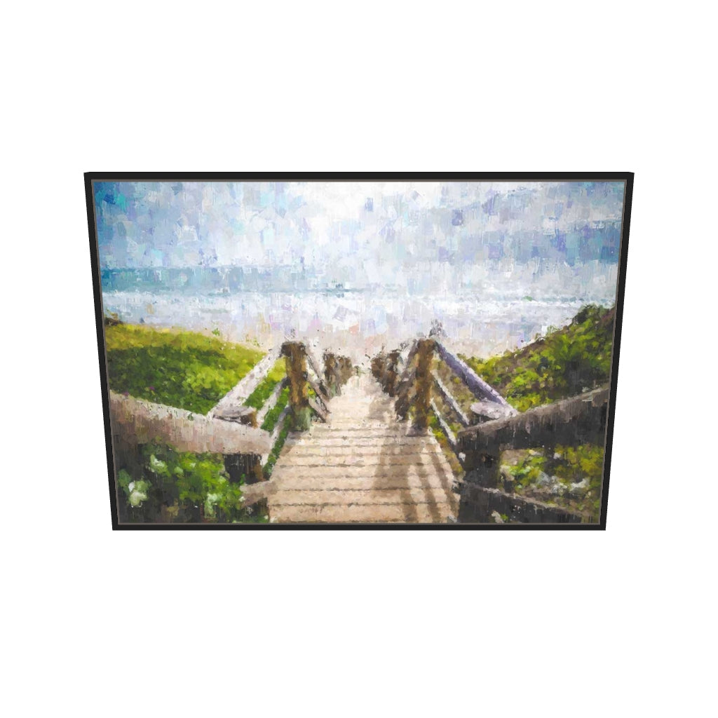 [ah-ar-v1:a07feb70b66bec28f68aed1d] Path To The Beach Canvas Art — 70 x 100 cm, black frame (AR scale)