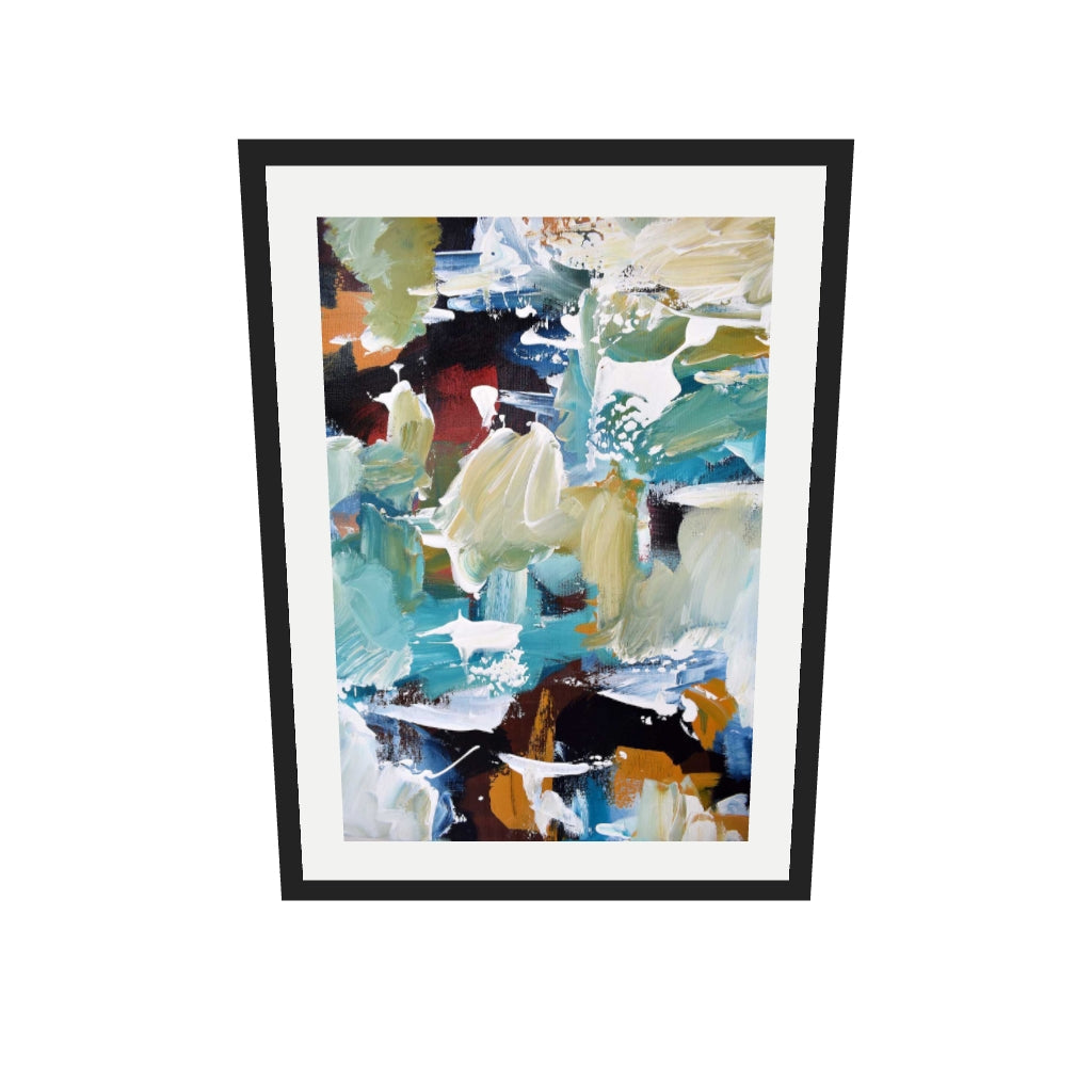 [ah-ar-v1:4c34849af77cd1918ae630ec] Abstract 305 Art Print — 50 x 70 cm, black frame (AR scale)