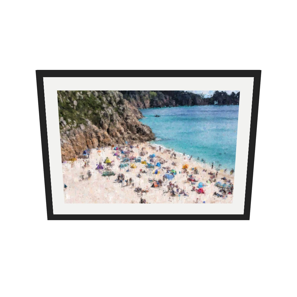 [ah-ar-v1:566e948aa837dde5bd82e217] Sandy Beach Impressionist Art Print — 50 x 70 cm, black frame (AR scale)