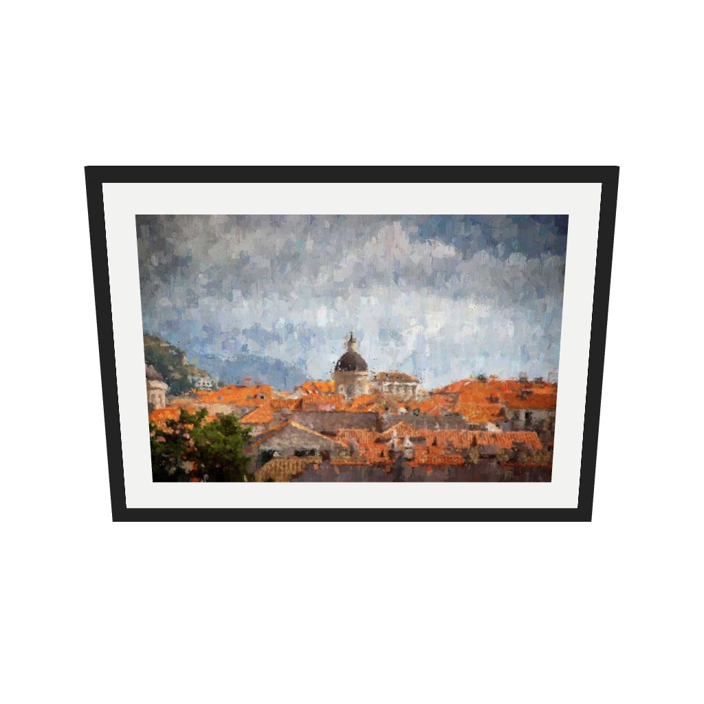 [ah-ar-v1:513b9009e00cc3fd347f4e12] Impressionist Florence Rooftops Art Print — 50 x 70 cm, black frame (AR scale)