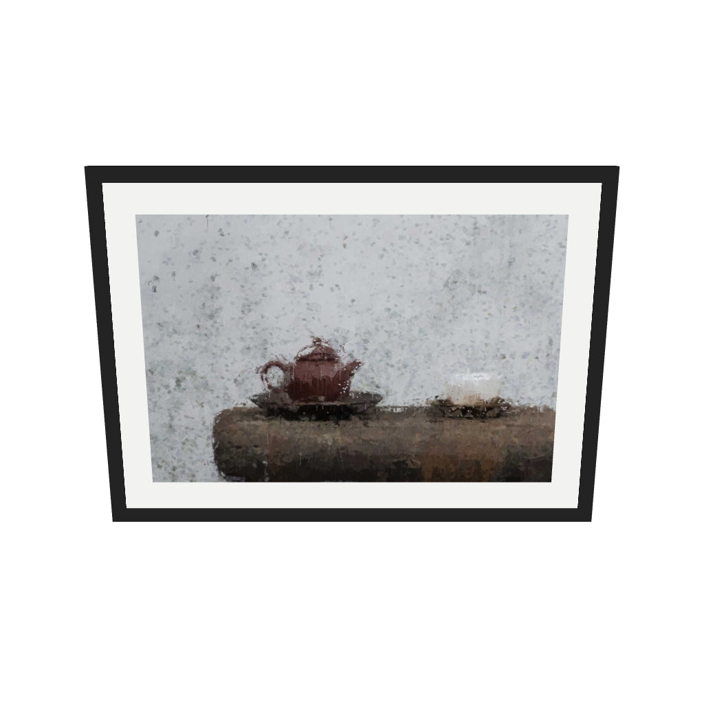[ah-ar-v1:bf3a381343394b209eb1f3d1] Tea Pot Still Life Art Print — 50 x 70 cm, black frame (AR scale)