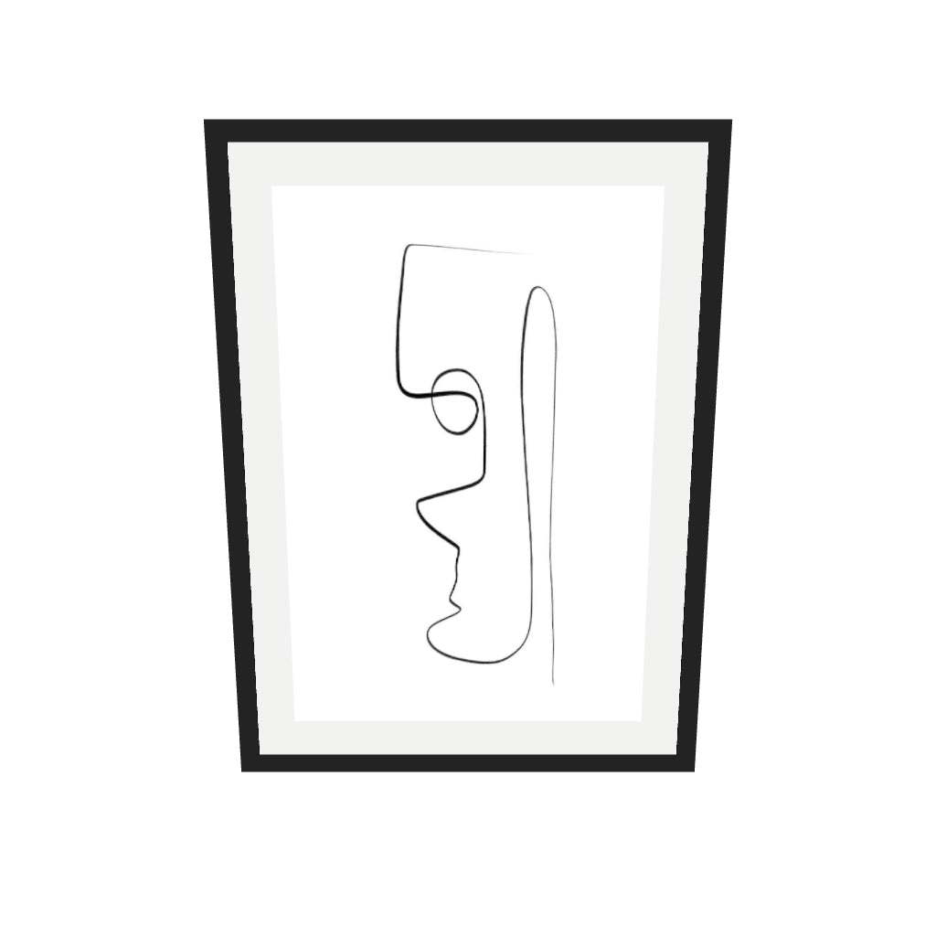 [ah-ar-v1:dd4df446fe21fe19bd612854] Face Line Art Print — 50 x 70 cm, black frame (AR scale)