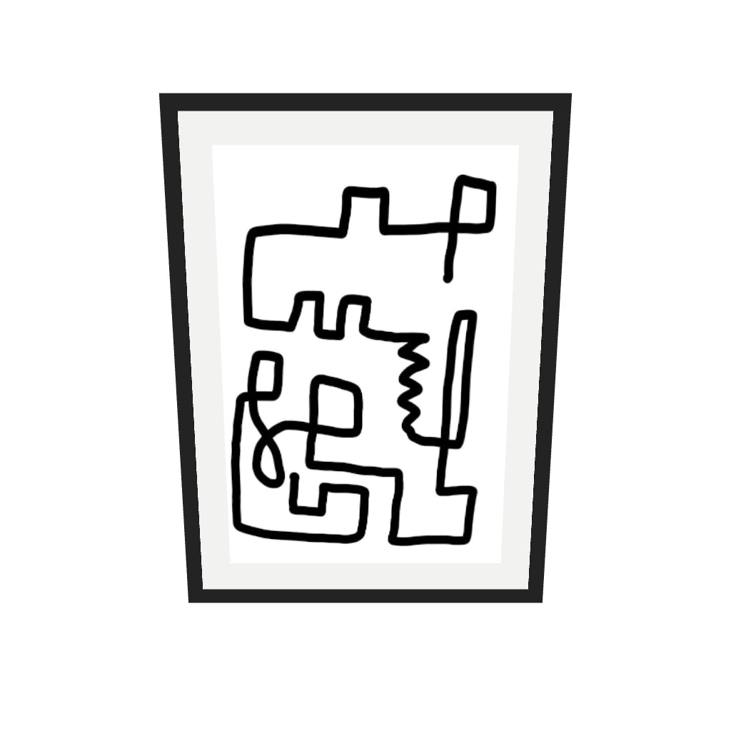 [ah-ar-v1:4b0091a8a30d78ae2f840846] Labyrinth Line Art Print — 50 x 70 cm, black frame (AR scale)