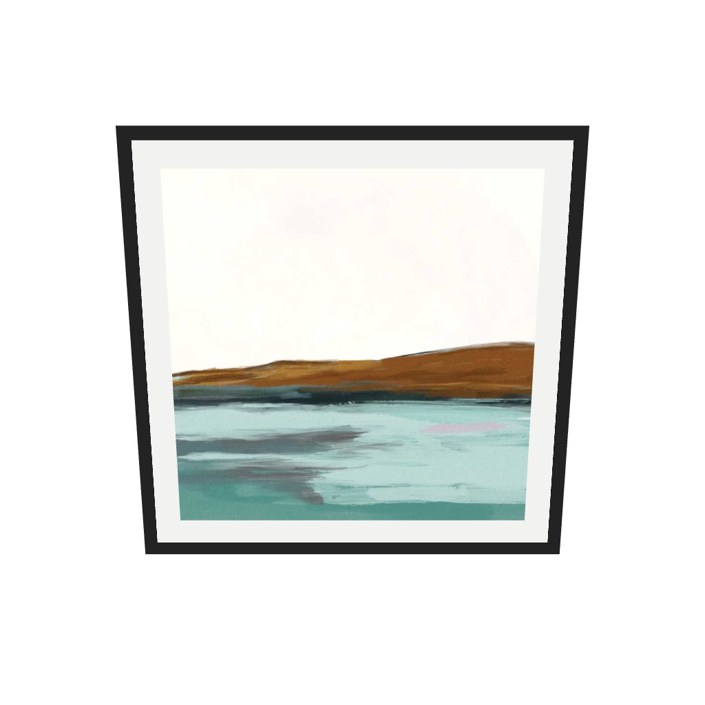 [ah-ar-v1:cc301c900246a180a58c92d0] Coastal Seascape Art Print — 70 x 70 cm, black frame (AR scale)