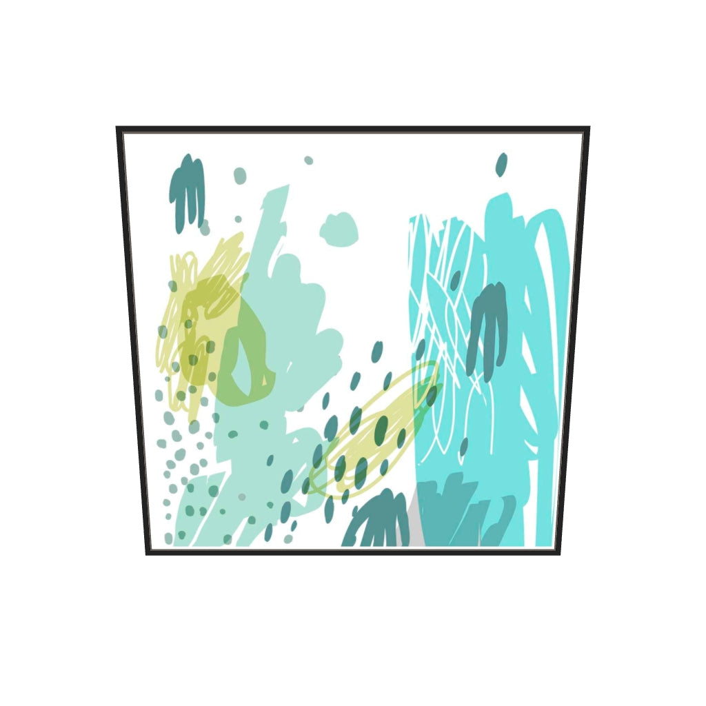 [ah-ar-v1:62519a33aee0e4b4310bcbc4] Teal Abstract Design Canvas Art — 100 x 100 cm, black frame (AR scale)