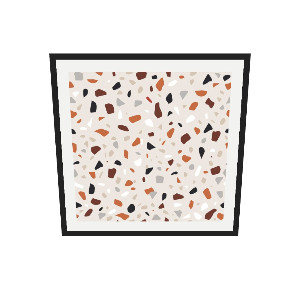 [ah-ar-v1:6f0d6ab74d5e9073d92deae0] Terrazzo Square Art Print — 70 x 70 cm, black frame (AR scale)