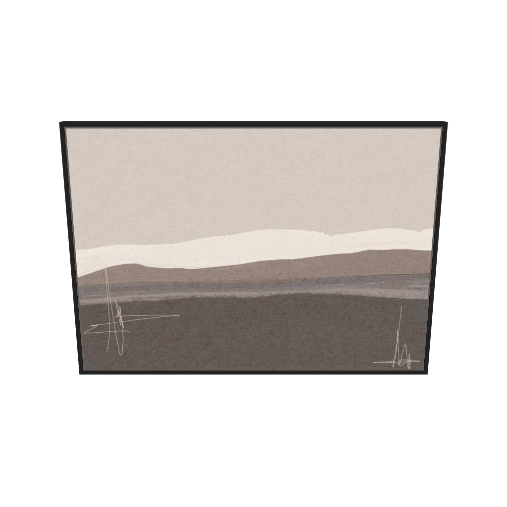 [ah-ar-v1:a95ec4b17e298671c7baa59e] Neutral Abstract Seascape Canvas Art — 70 x 100 cm, black frame (AR scale)