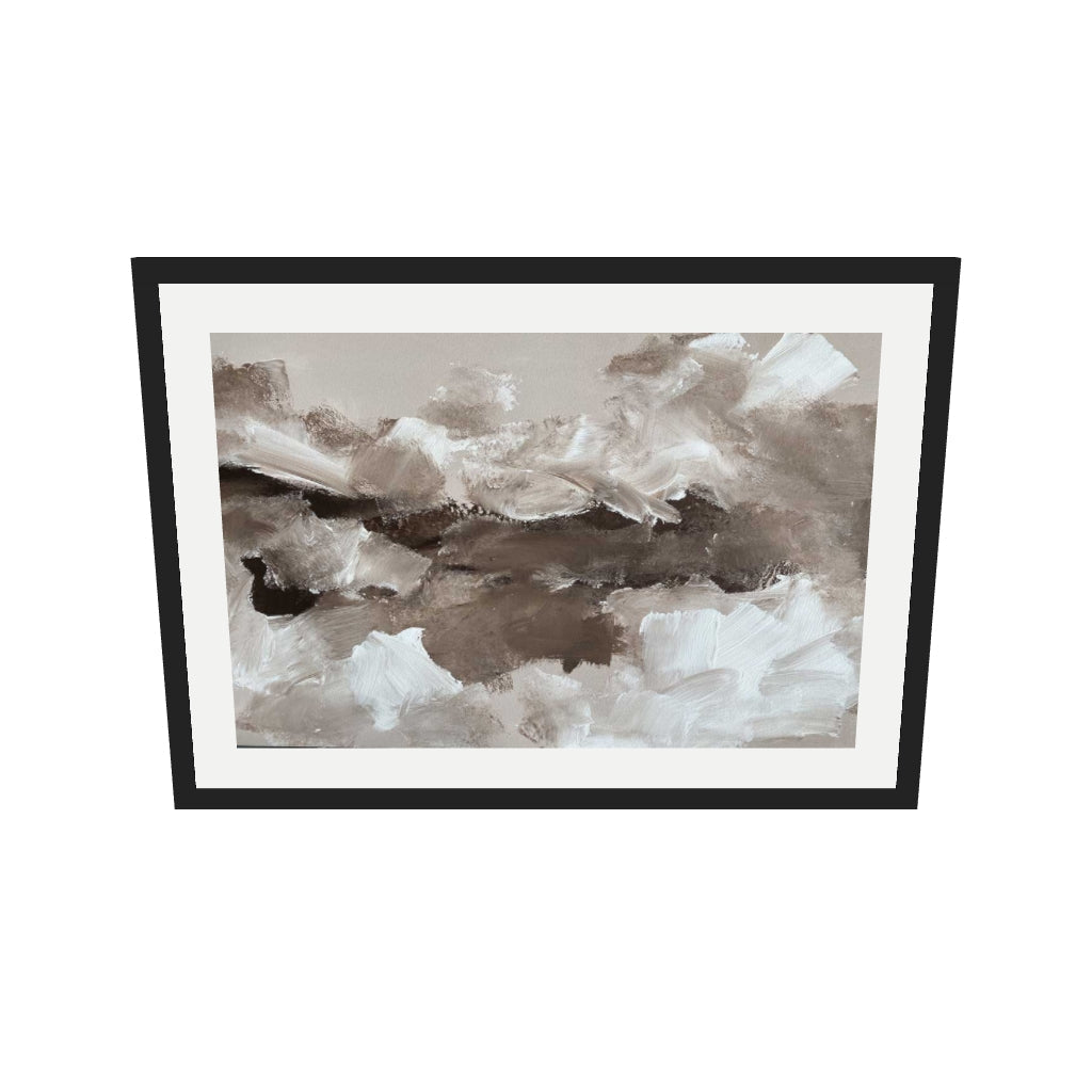 [ah-ar-v1:b6be1480d37e844be4a6778c] Abstract Brown Tones Art Print — 50 x 70 cm, black frame (AR scale)